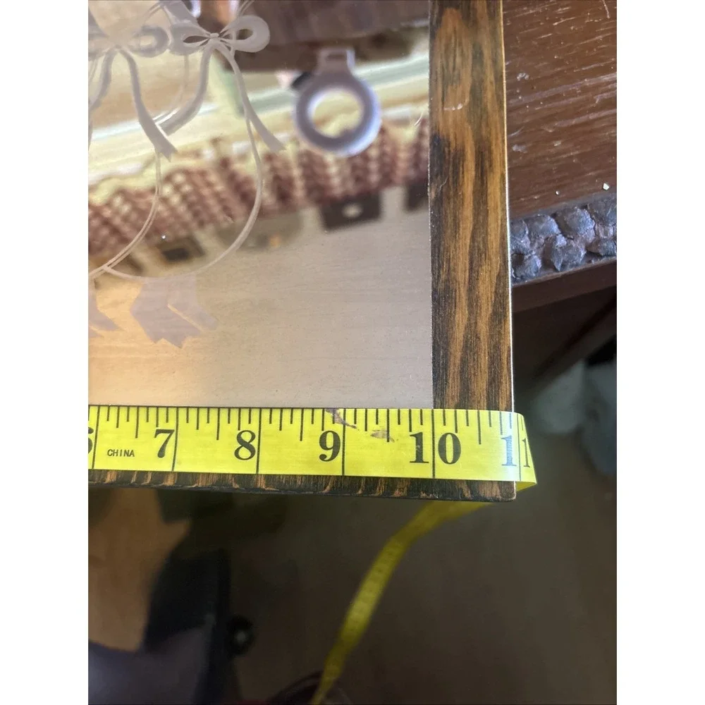 Square Wall Mirror Set with Country Ducks Brown In Chef Hats Wood Frame